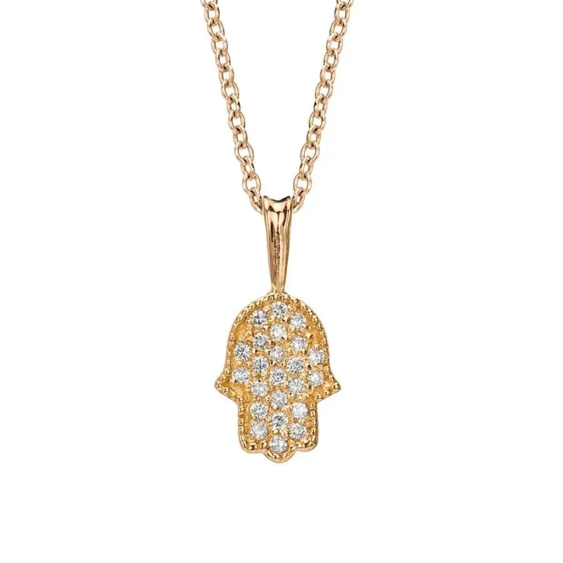 rose gold pave diamond hamsa necklace