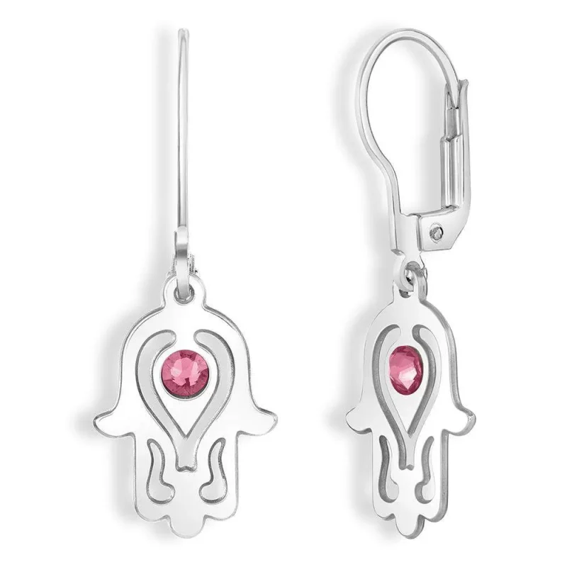 rose swarovski hamsa earrings radiance collection