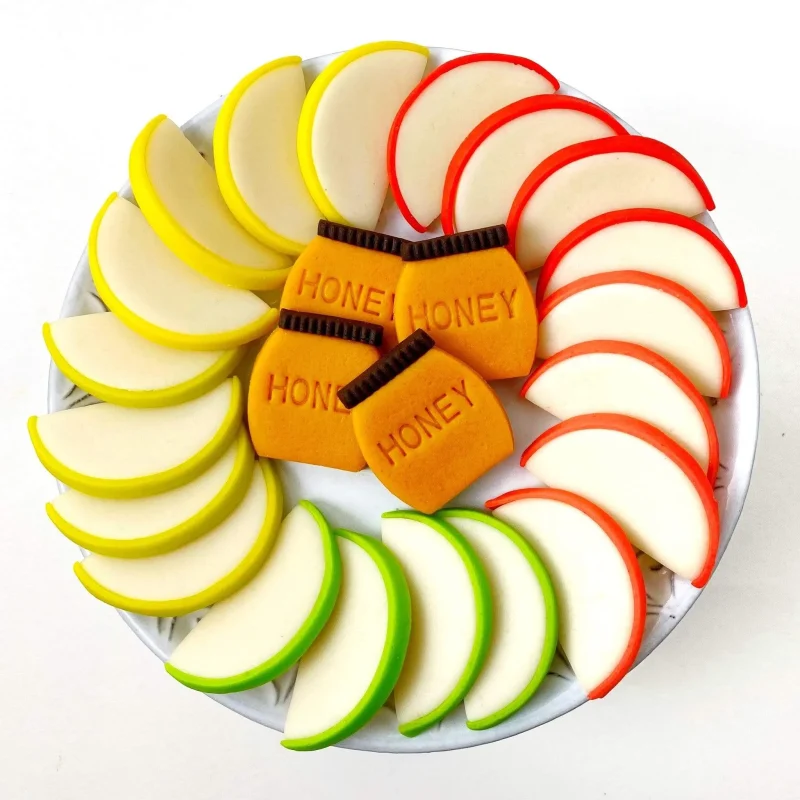 rosh hashanah marzipan apples honey platter