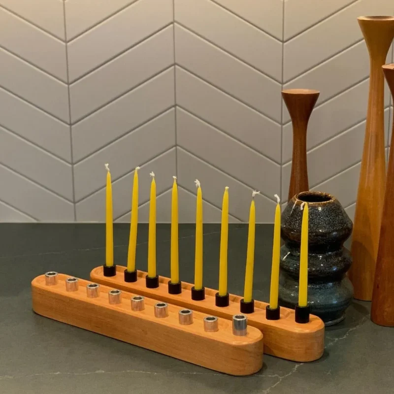 rounded wooden menorah select your wood