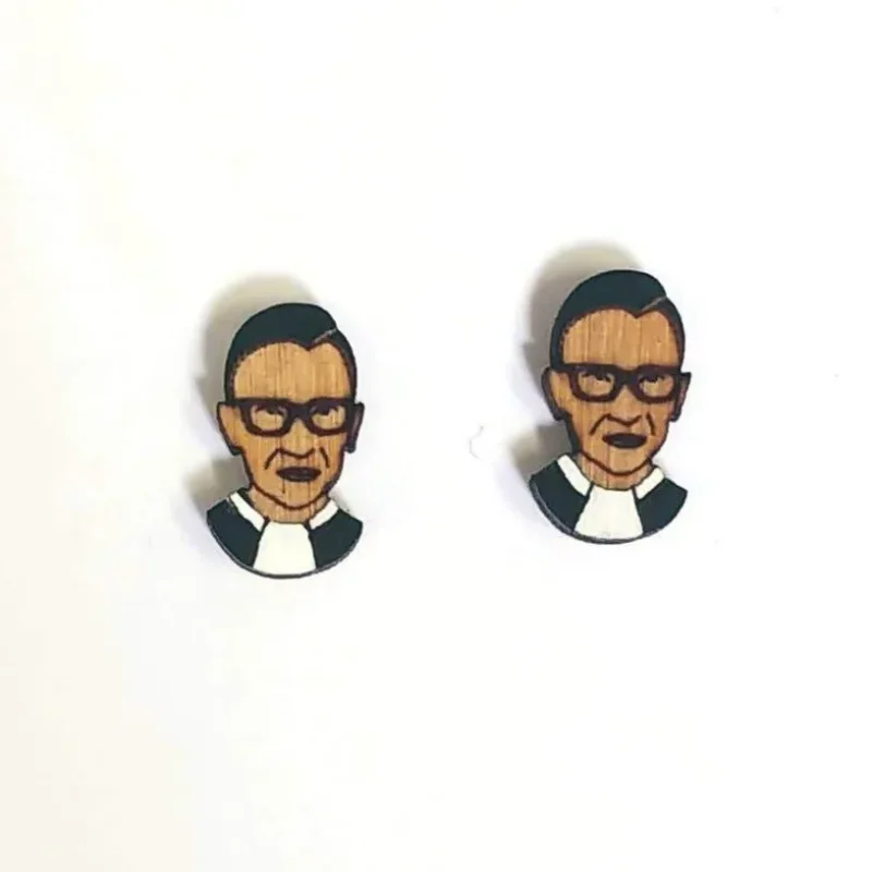 ruth bader ginsburg wood earrings iconic style