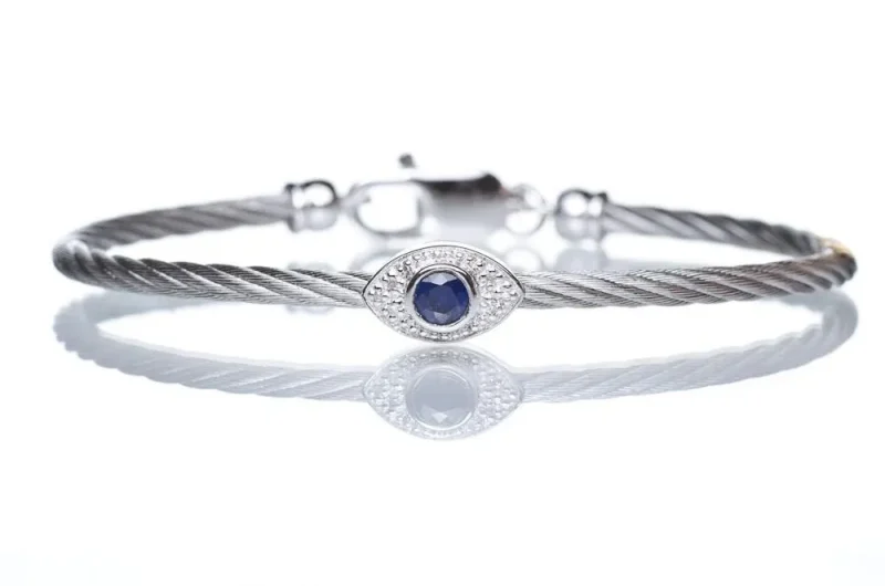 sapphire diamond evil eye bangle bracelet