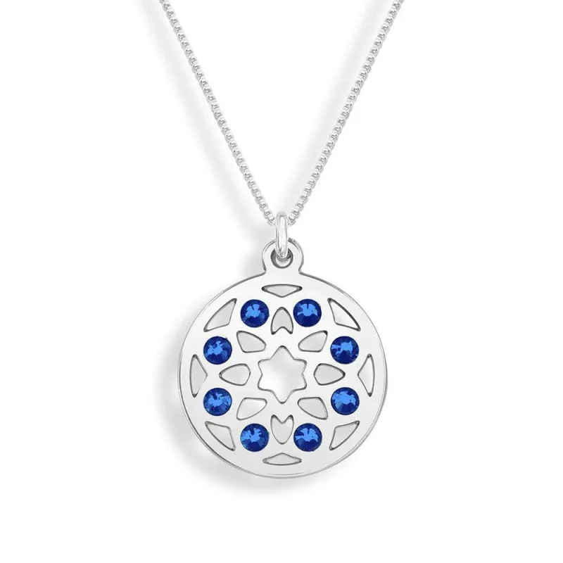 sapphire star of david mandala necklace