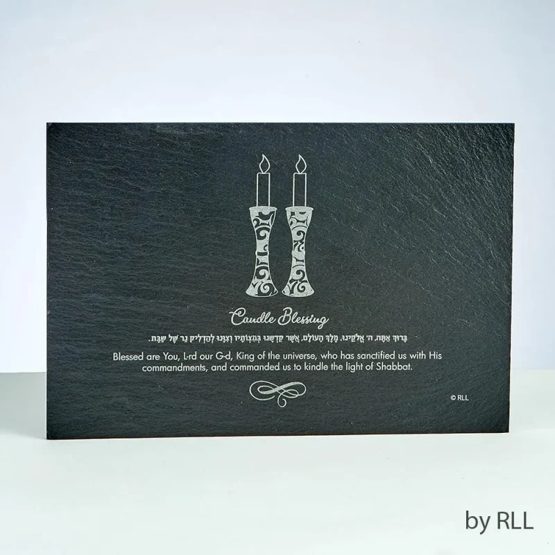 shabbat blessing candle tray slate drip tray