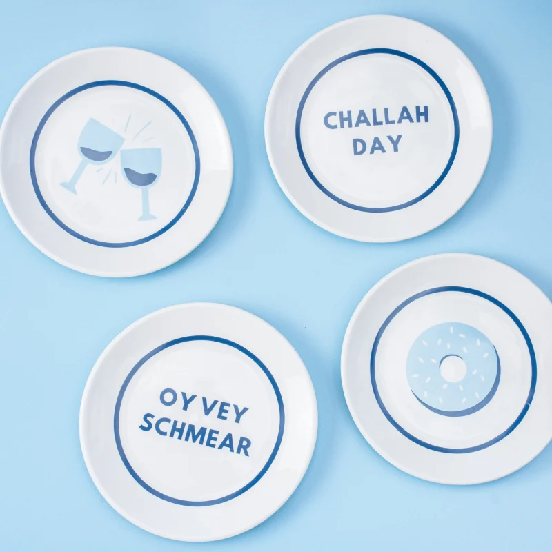 shabbat schmear porcelain plate set 4 piece scaled