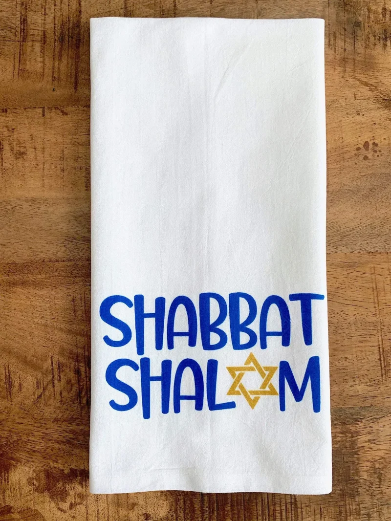 shabbat shalom tea towel elegant home decor