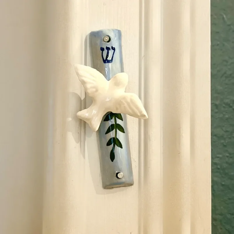 shalom dove ceramic mezuzah elegant home decor