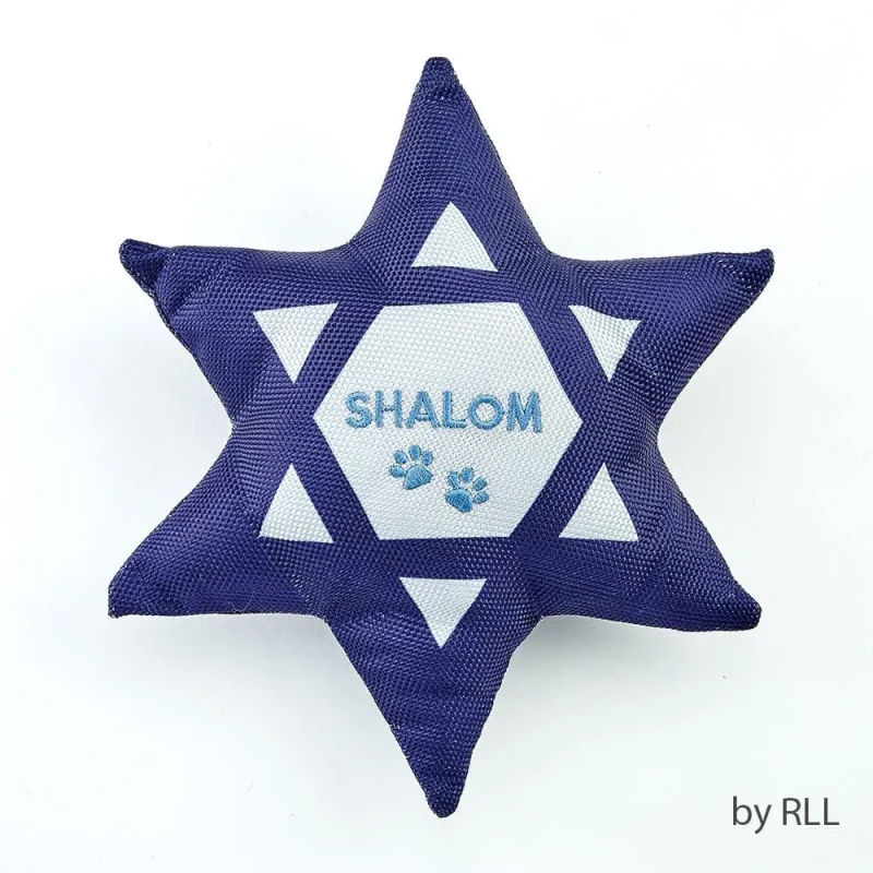 shalom star of david squeaky dog toy