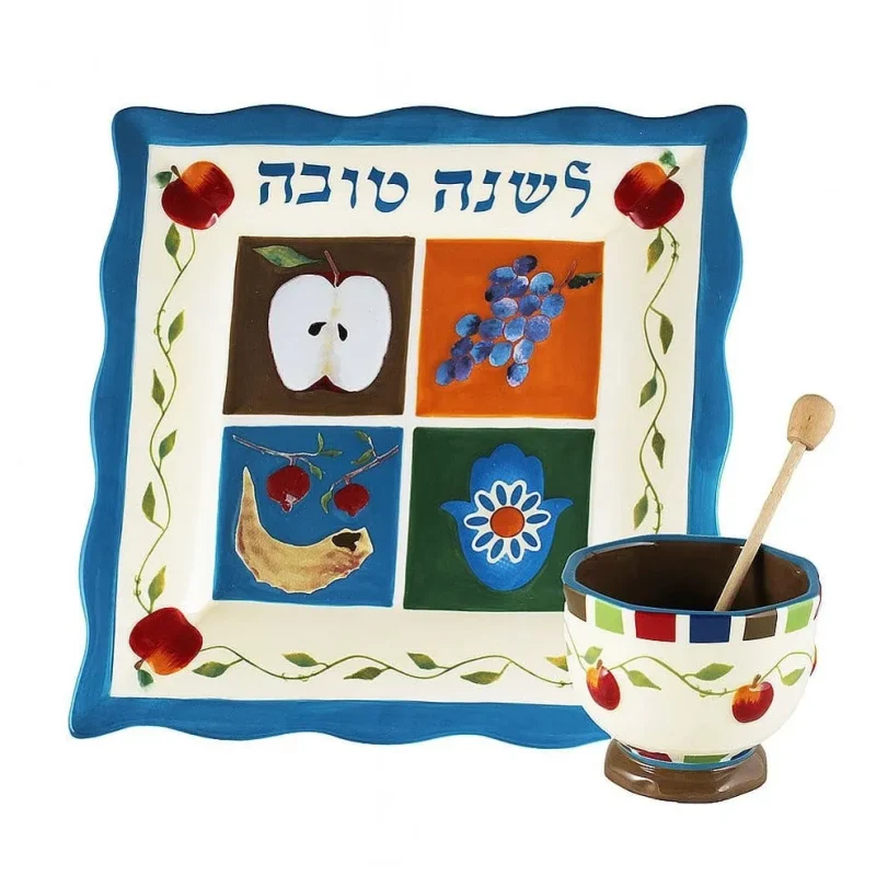 shana tova honey plate with dipper perfect gift