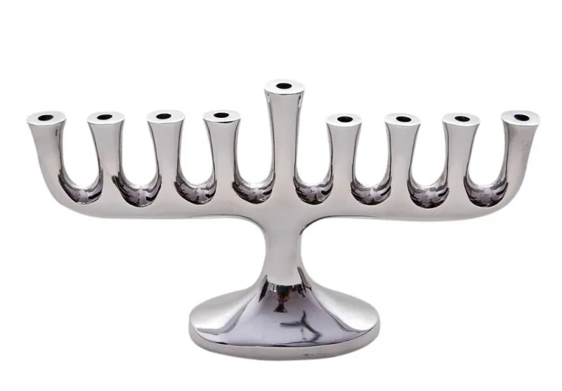 silver aluminum menorah modern design