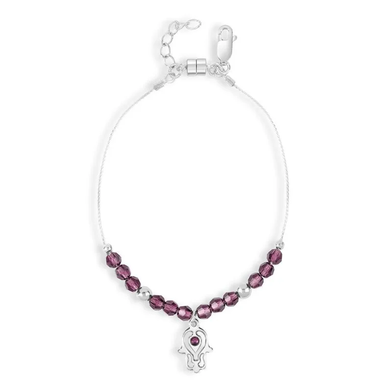 silver amethyst hamsa bracelet radiance collection