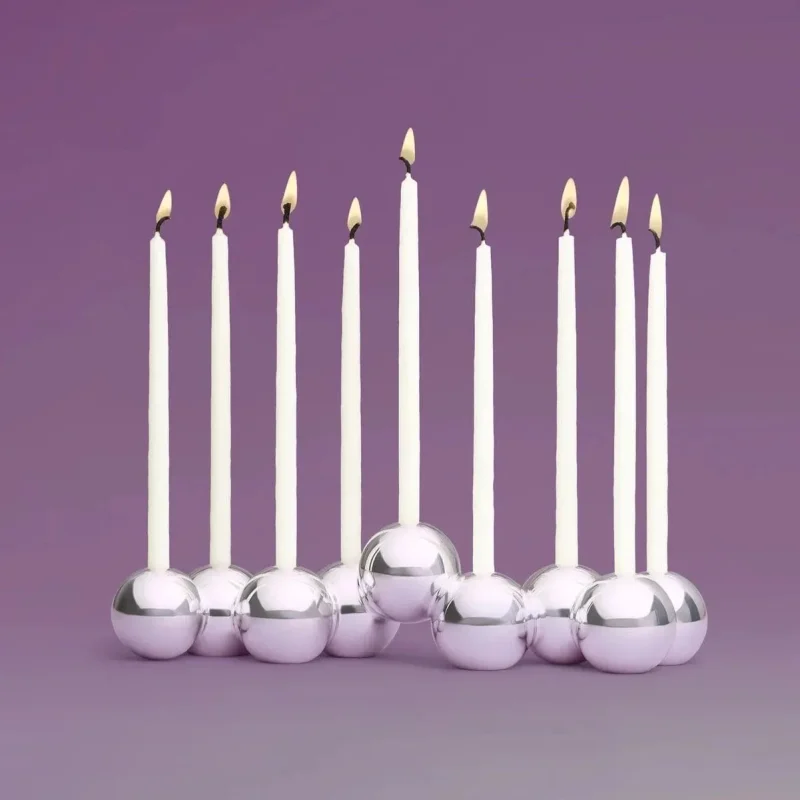 silver bubble menorah aluminum elegant durable