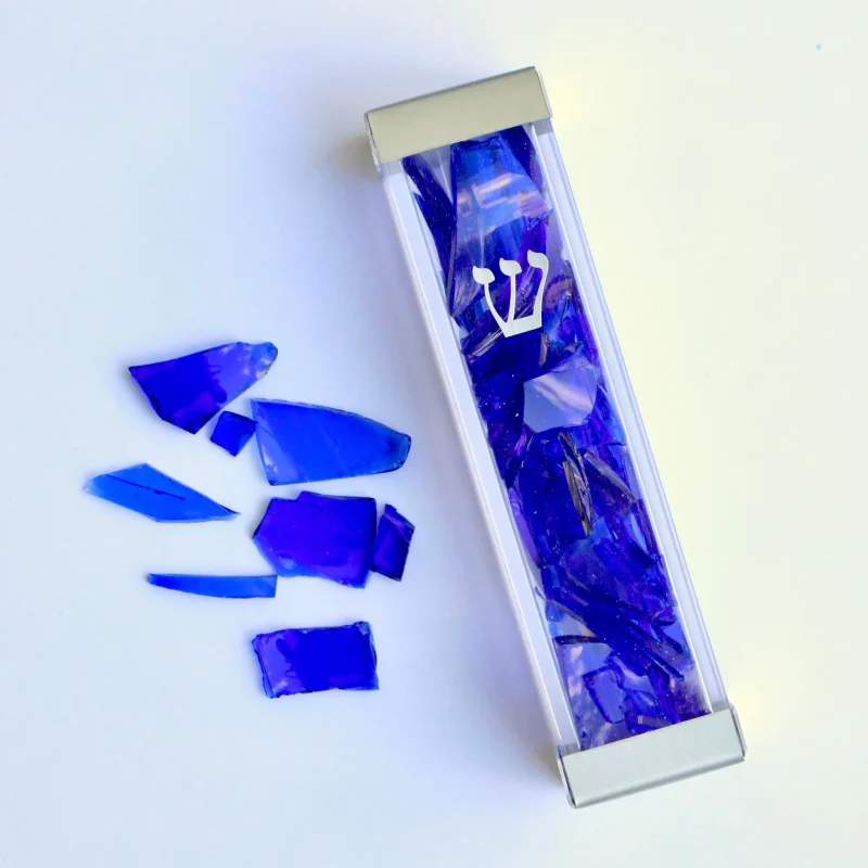 silver fill your own wedding shards mezuzah personalized keepsake scaled