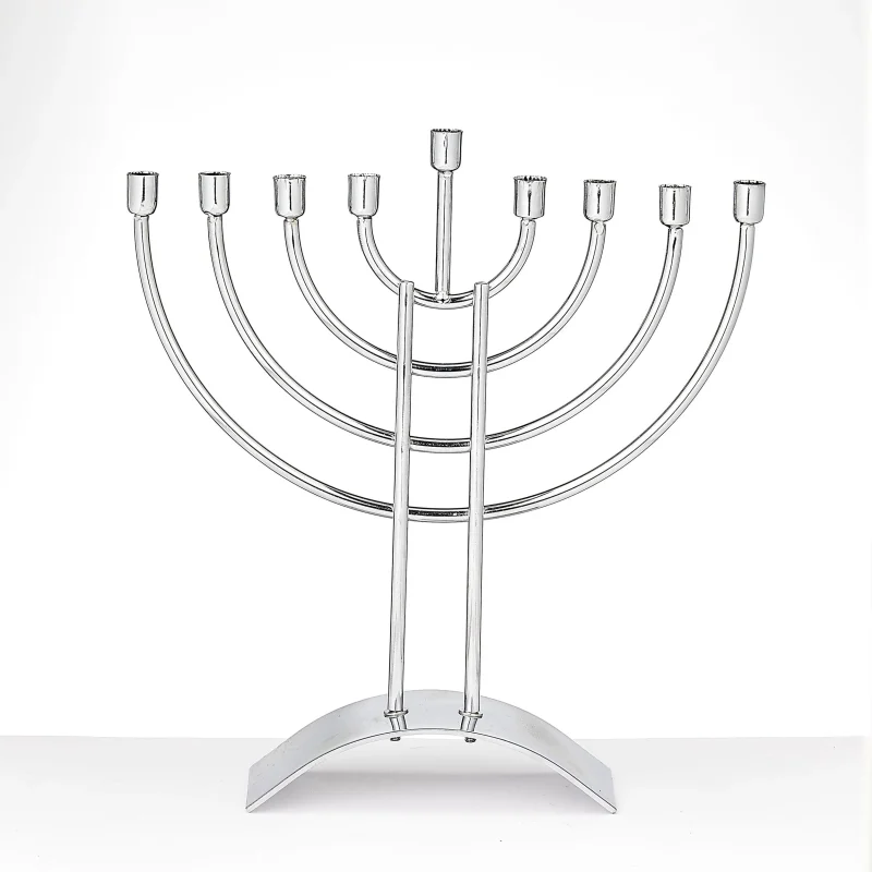 silver finished steel menorah