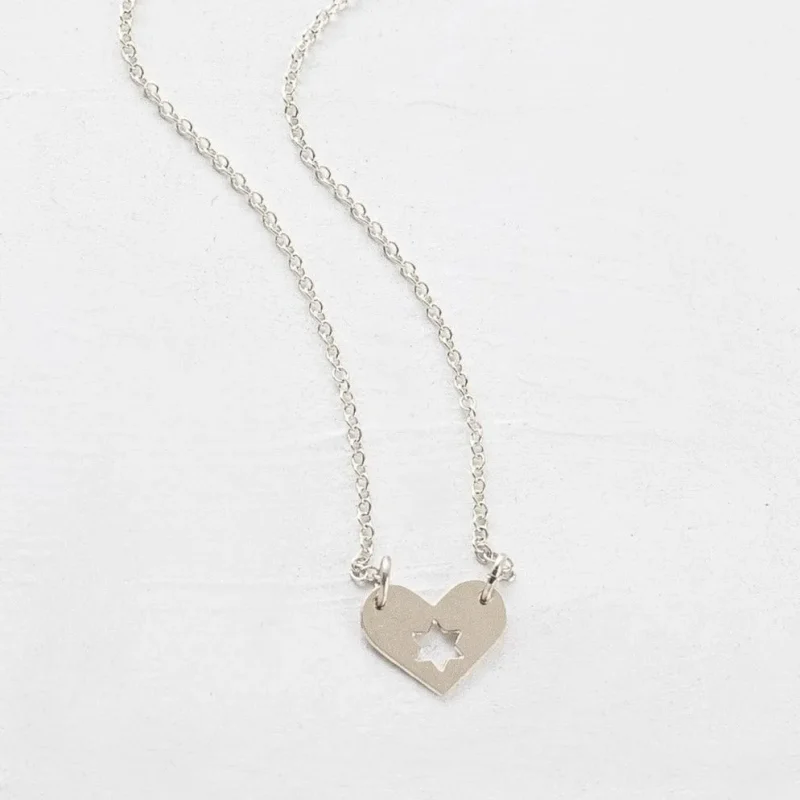 silver israel heart necklace 20 donated