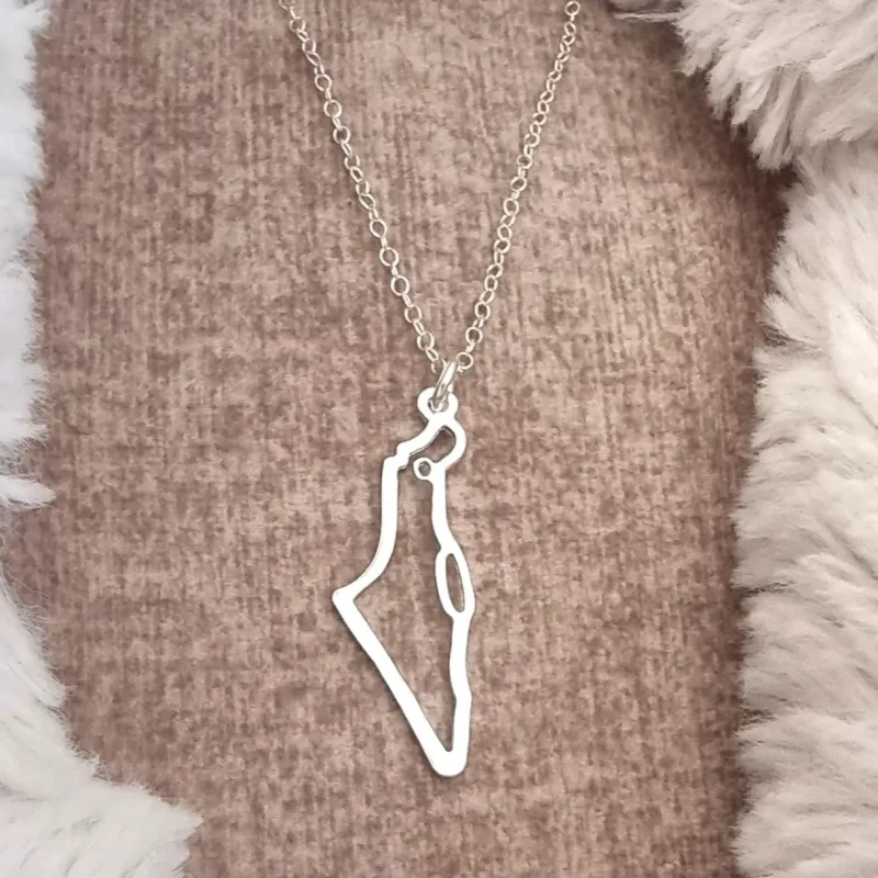 silver israel shape necklace