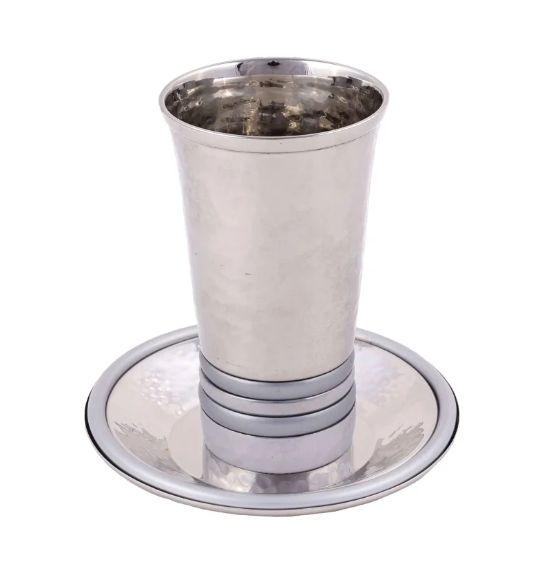 silver kiddush cup dish set by yair emanuel scaled