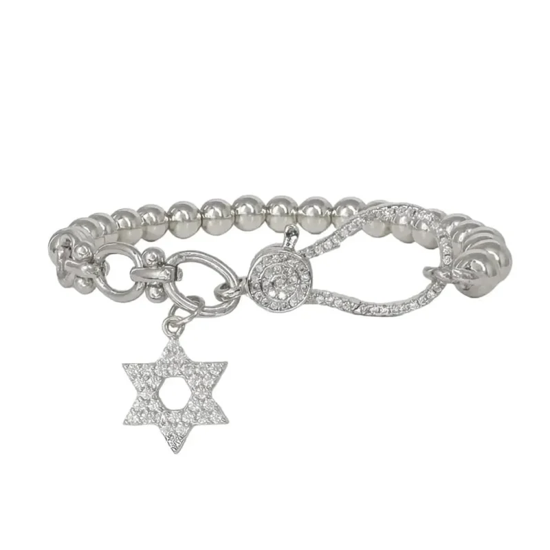 silver larisa crystal star of david stretch bracelet