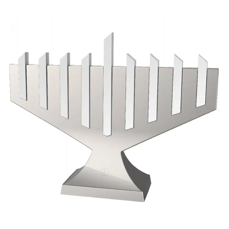 silver led electric menorah bright holiday lighting