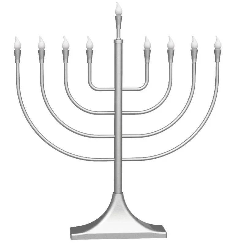 silver led electric menorah large traditional shape