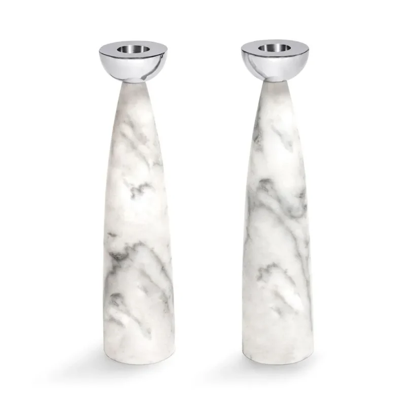 silver marble candlesticks by anna new york