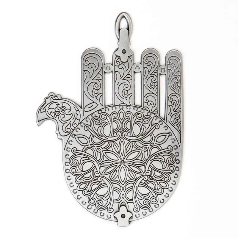 silver moroccan hamsa amulet wall decor