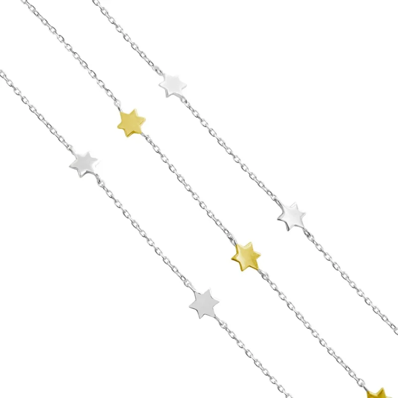 silver or two tone star of david bracelet