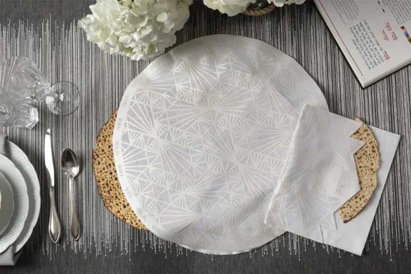 silver or white laser cut matzah cover elegant unique