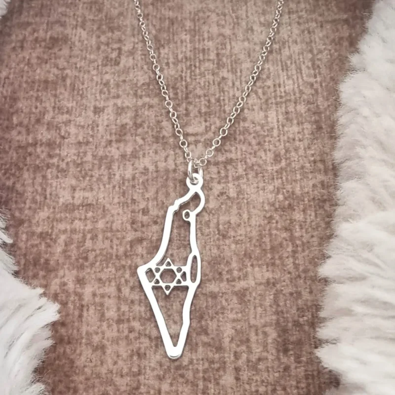 silver star of david israel necklace