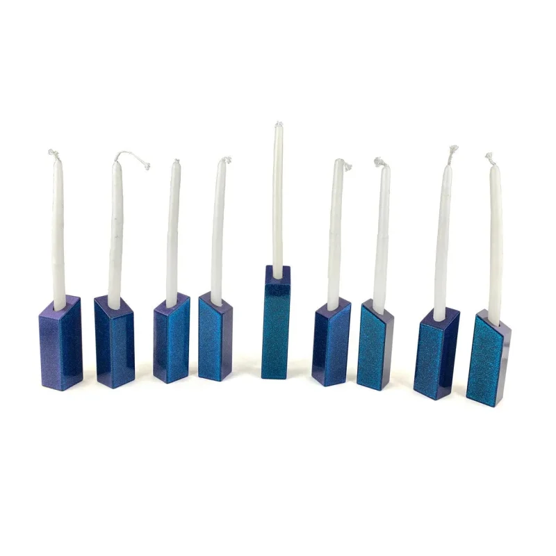 sparkle leah blue modular menorah by joy stember