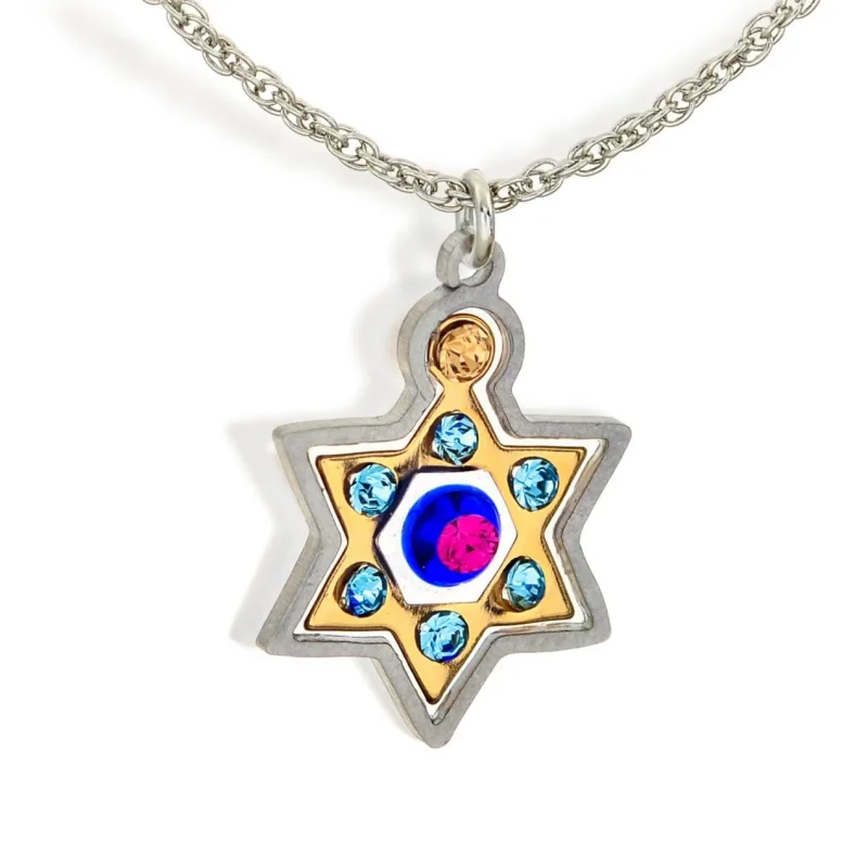 sparkling crystal star of david necklace