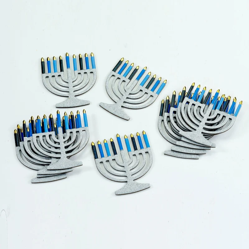 sparkling foil menorah table scatters