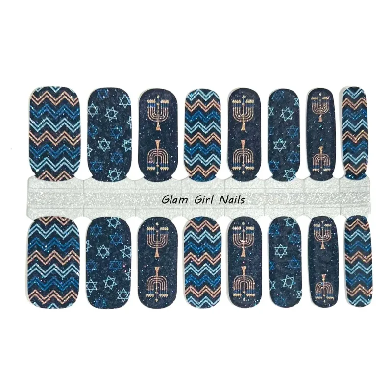 sparkling hanukkah nail wraps festive glitter designs