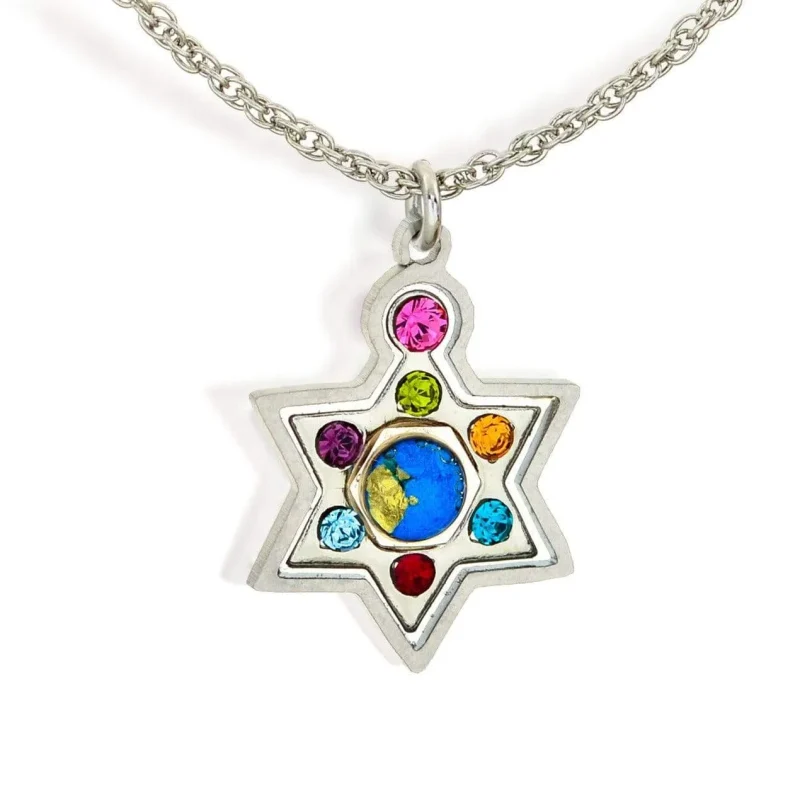 sparkling multicolor star of david crystal pendant