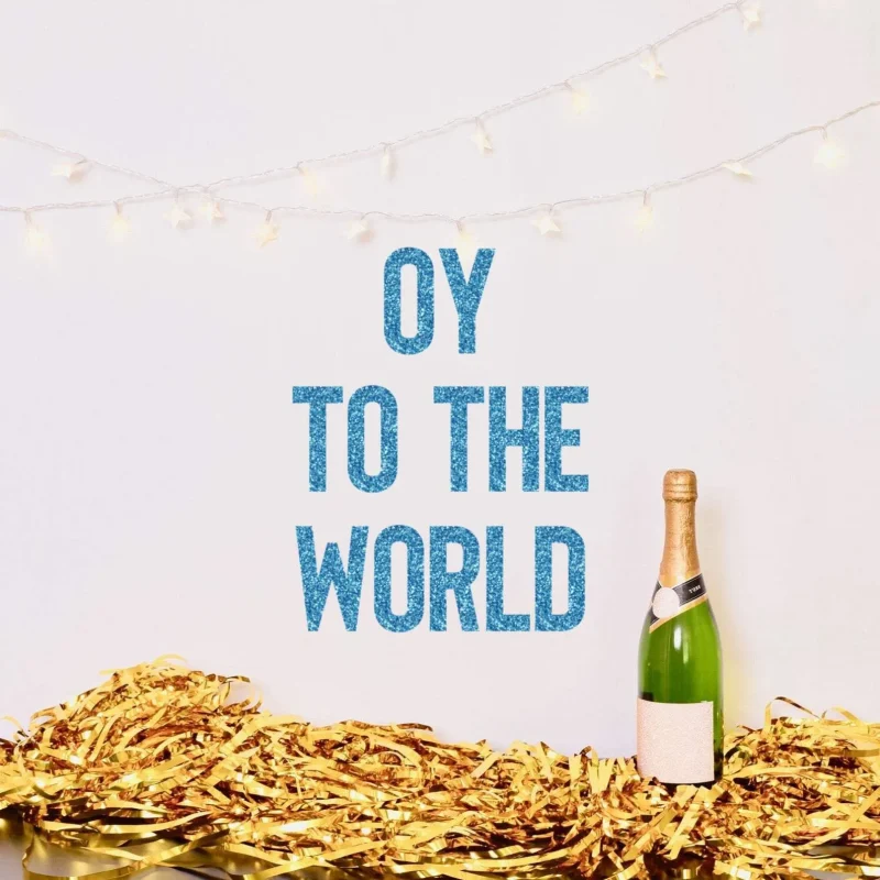 sparkling oy to the world glitter banner