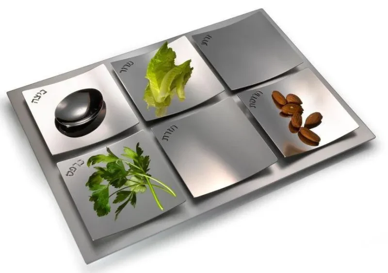 stainless steel dune seder plate by laura cowan