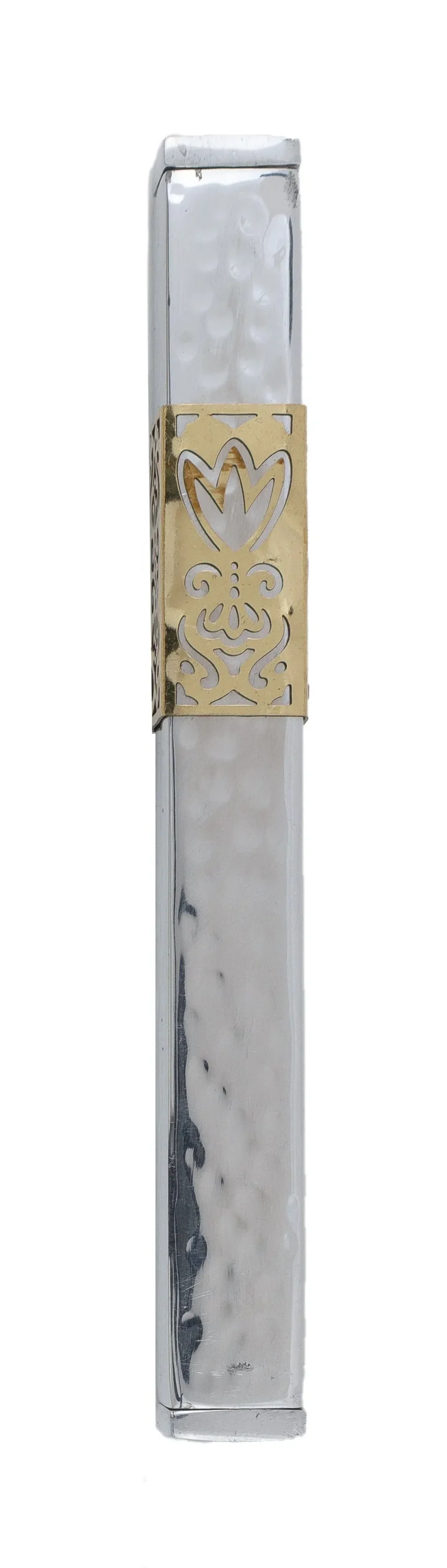 stainless steel hammered silver gold mezuzah by yair emanuel scaled