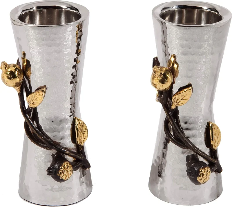 stainless steel pomegranate candlesticks by yair emanuel