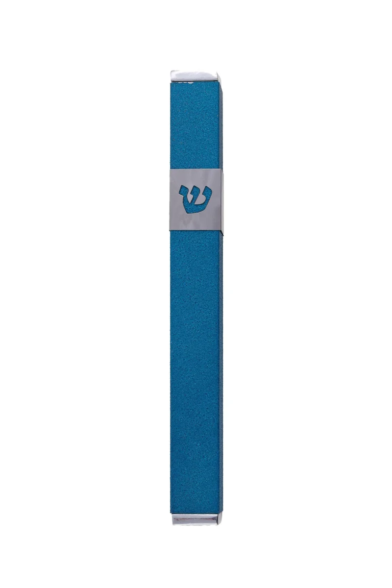 stainless steel turquoise mezuzah by yair emanuel scaled