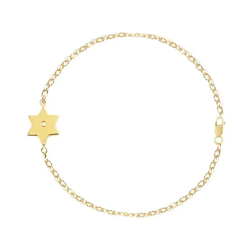 star of david diamond bracelet sterling silver or gold plated