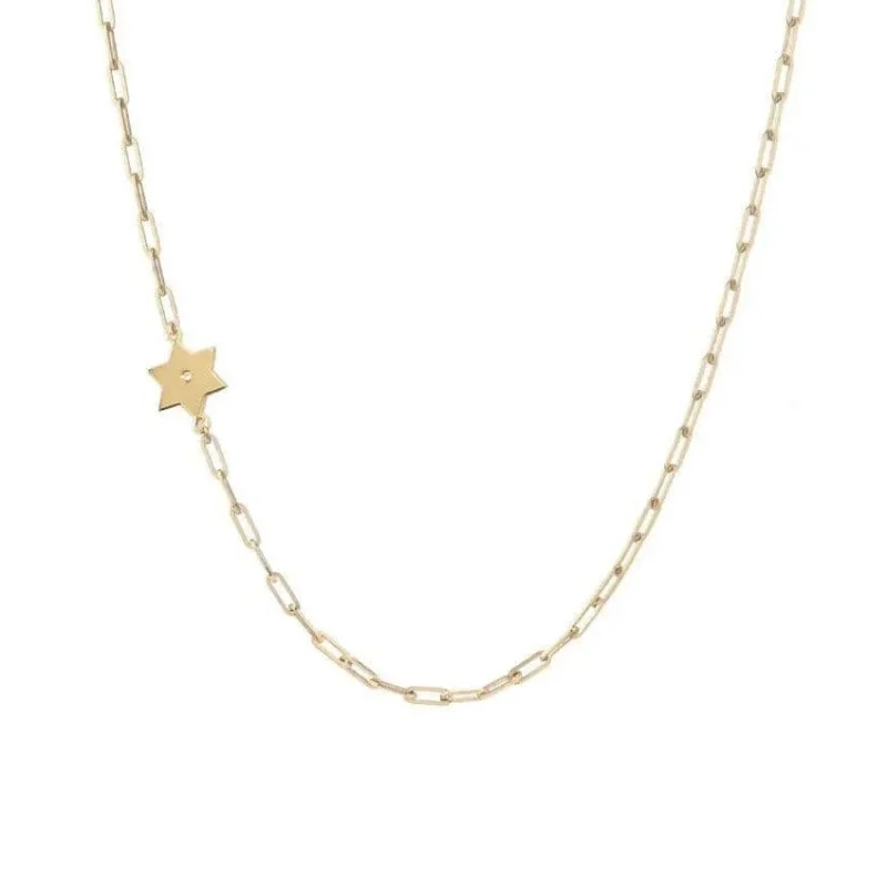 star of david diamond necklace gold plated or sterling silver