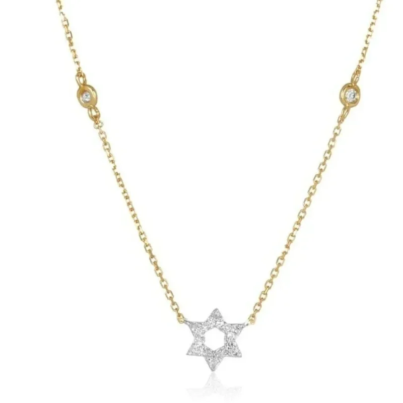 star of david diamond necklace yellow white rose gold