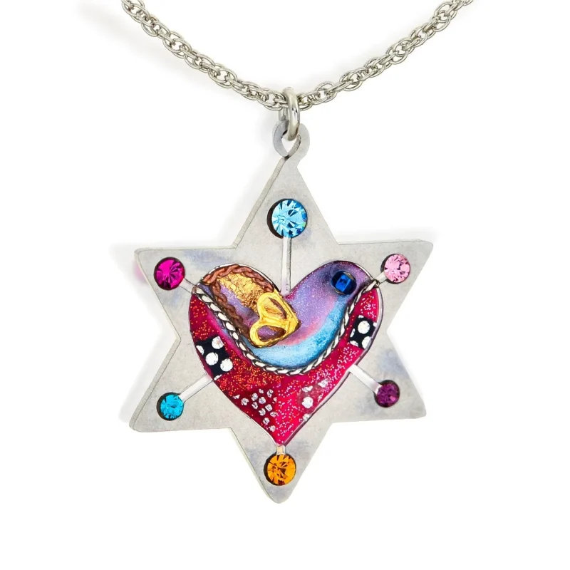 star of david dove heart necklace