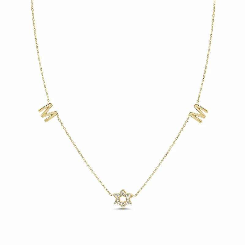 star of david mom necklace silver gold rose gold