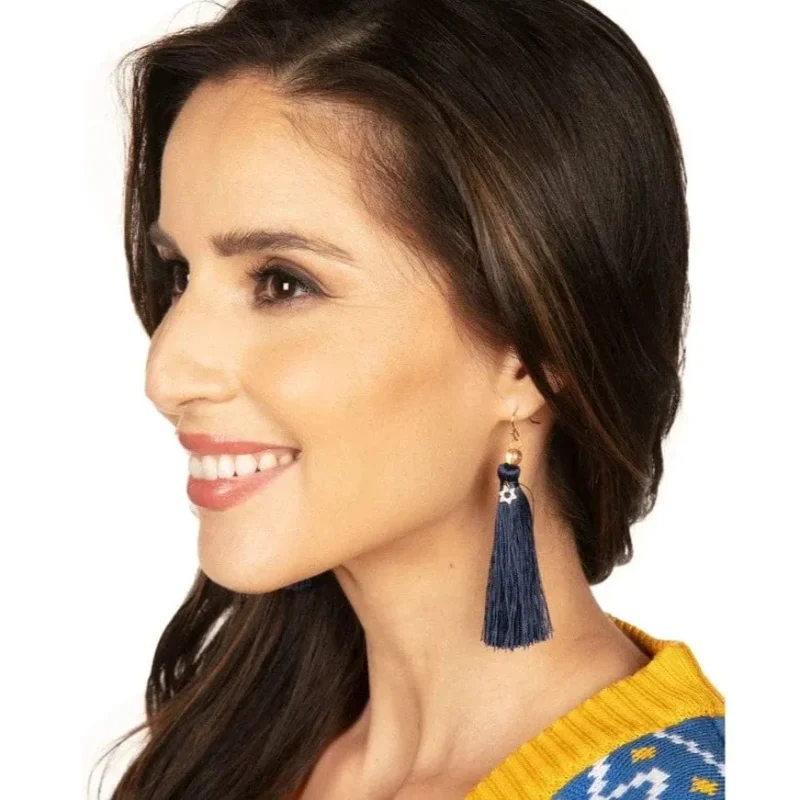 star of david tassel earrings for hanukkah tipsy elves