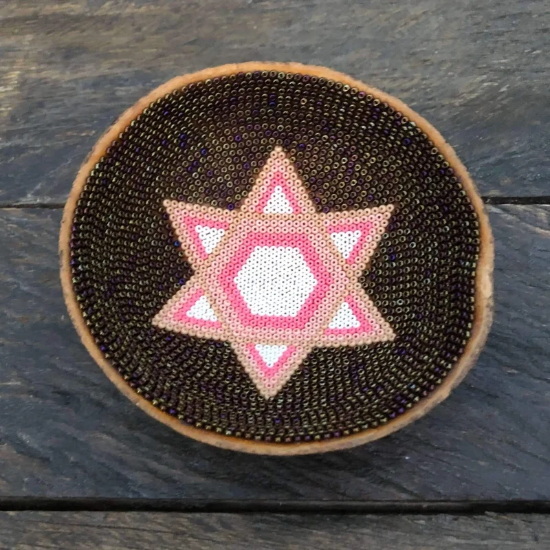 star of david trinket bowl handmade yellow blue or brown pink scaled