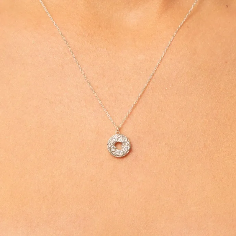 sterling silver bagel lox charm necklace