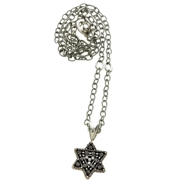 sterling silver bronze torah star necklace elegant finial pendant