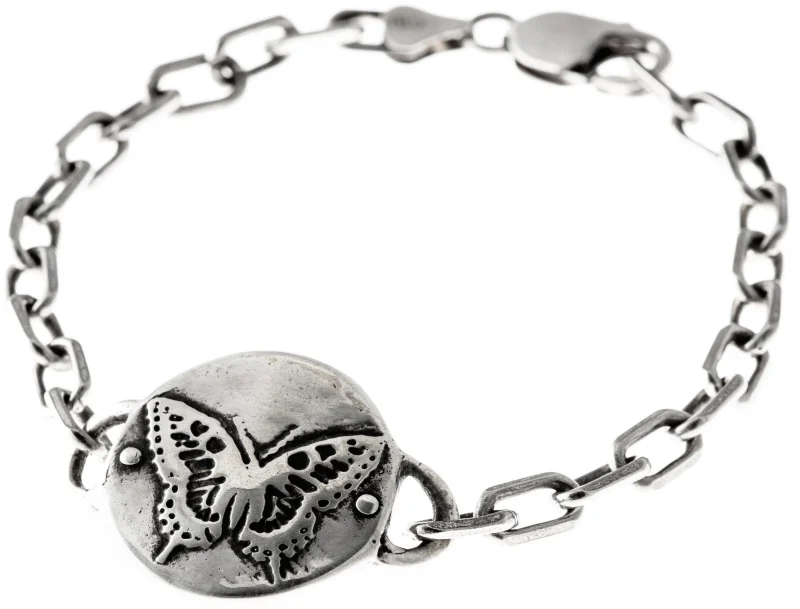 sterling silver butterfly heavy link bracelet