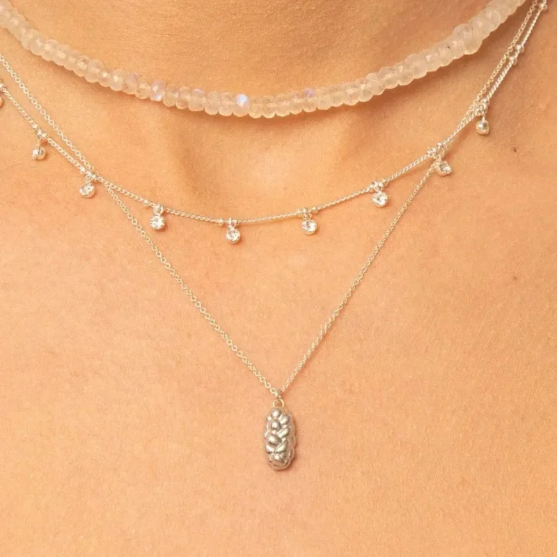 sterling silver challah charm necklace